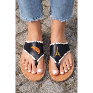 Jack Rogers Leather Paris Sandals Croissant Eiffel Tower – Mismatched Sizes 10 &